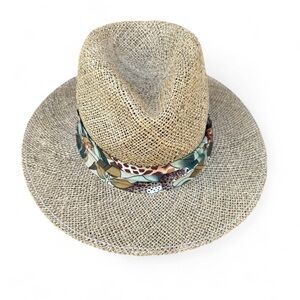Dorfman Pacific Safari Straw Hat Wide Brim Animal Print Large